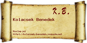 Kolacsek Benedek névjegykártya